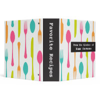 Colourful modern cutlery recipes binder / organizer binder