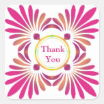 Colorful Modern Floral Pattern Thank You Favor Square Stickers