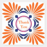 Colorful Modern Floral Pattern Thank You Favor Square Sticker