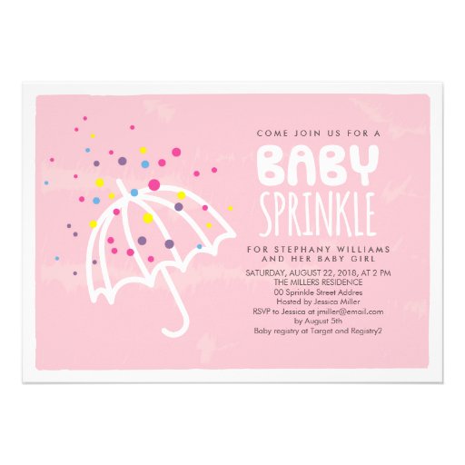 Colorful Modern Pink Baby Girl Sprinkle Invitation (front side)