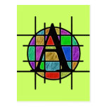 Colorful Monogram Letter A Postcard