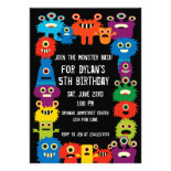 Colorful Monsters Birthday Party Invitations
