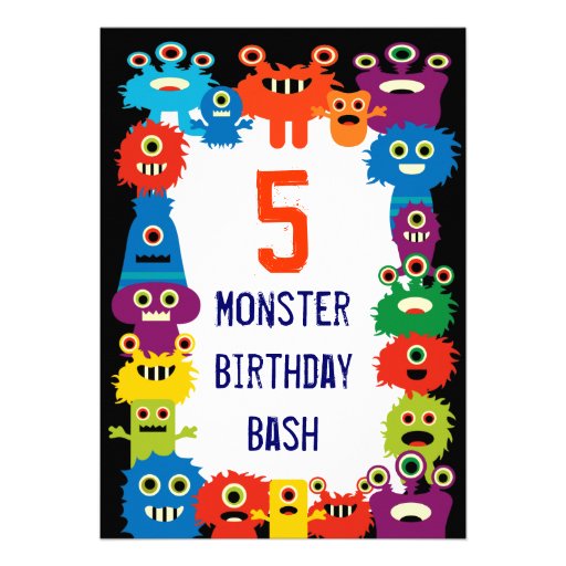 Colorful Monsters Birthday Party Invitations