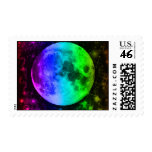 Colorful moon,universe Stamp
