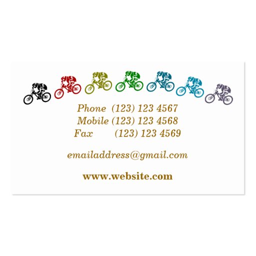 Colorful mountainbikes business card template (back side)