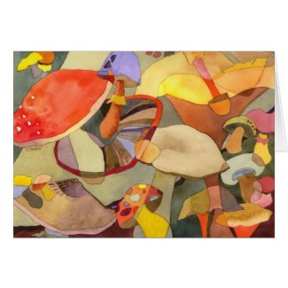 Colorful Mushrooms: Blank Card card