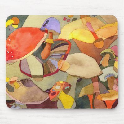 Colorful Mushrooms Mousepad by daphne1024