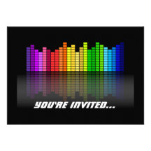 Colorful Music Equalizer w/Reflection, Cool Techno Invite
