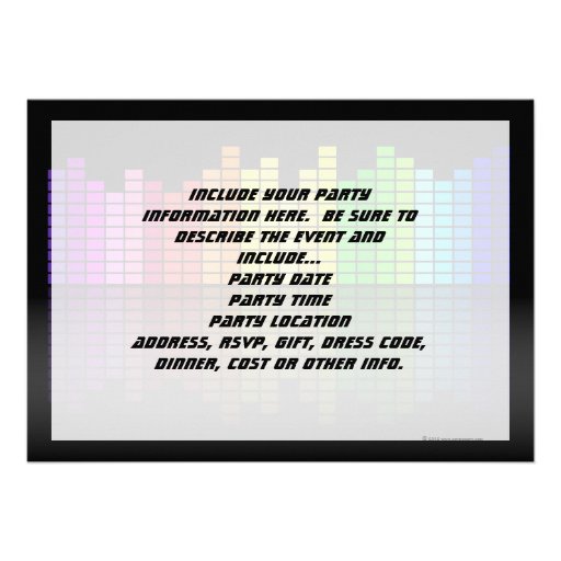 Colorful Music Equalizer w/Reflection, Cool Techno Invite