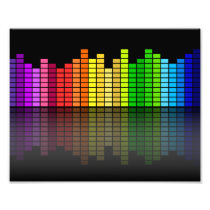 Colorful Music Equalizer w/Reflection, Cool Techno Photo Art