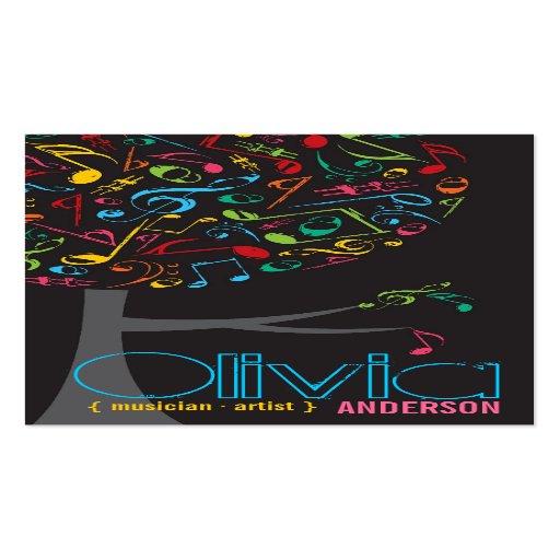 Colorful Music Notes Pop Tree Profile Card Business Cards