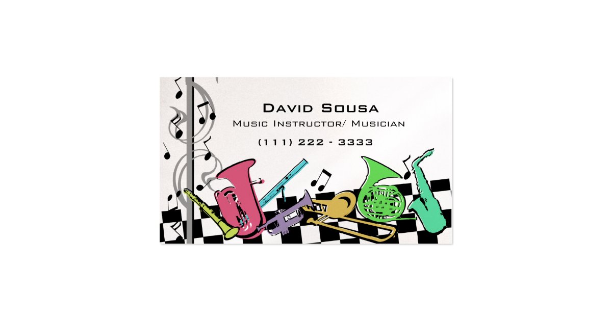 Colorful Musical Instruments Business Card Zazzle
