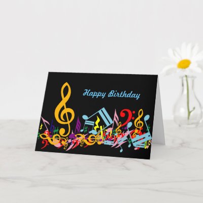 Colorful Musical Notes Birthday Card from Zazzle.com