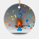 Colorful Musical Notes Peacock Christmas Ornaments