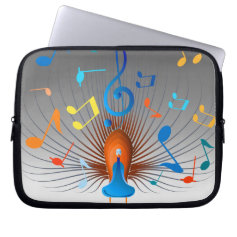 Colorful Musical Notes Peacock Computer Sleeve
