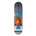 Colorful Musical Notes Peacock Skate Boards