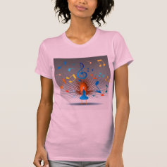Colorful Musical Notes Peacock Tee Shirts