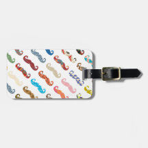 Colorful Mustaches Tag For Luggage