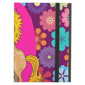 Colorful Mystical Unicorn on Pink Purple Flowers iPad Cases