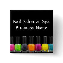 Colorful Nail Polish Bottles, Nail Salon Pinback Buttons