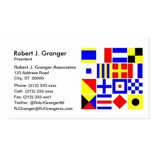 Colorful Nautical Signal Flags Pattern Business Cards (front side)