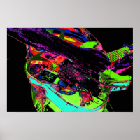 colorful neon psychadelic guitar player print