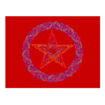Colorful New Age Wiccan Pentagram Postcard