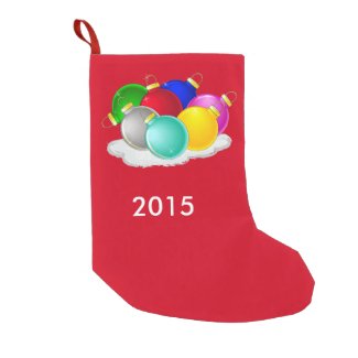 Colorful New year decorations on a Small Christmas Stocking