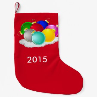 Colorful New year decorations on a Small Christmas Stocking