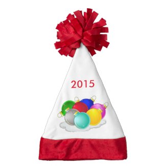 Colorful New year decorations on a Santa Hat