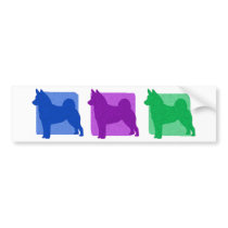 Colorful Norwegian Elkhound Silhouettes bumper stickers by MenagerieMayhem Colorful Norwegian Elkhound Silhouettes bumper stickers