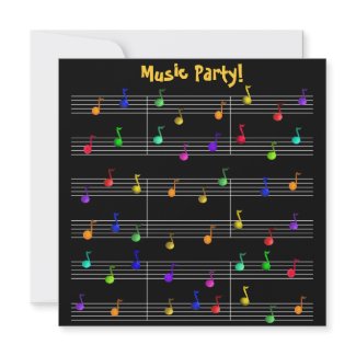 Colorful NOtes Musical Party Invitation invitation