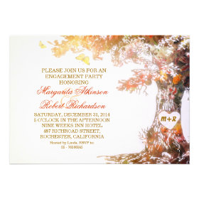 colorful oak tree engagement party invitations