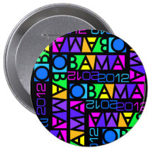 Colorful OBAMA 2012 button, huge