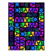 Colorful Obama 2012 postcard, customize