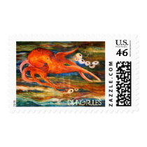 Colorful Octopus Scuba Diving Postage Stamps
