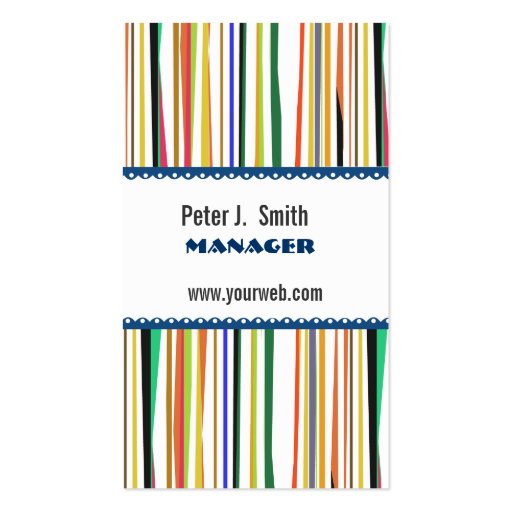 Colorful Office Manager Stripes Business Cards (front side)