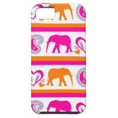 Colorful Orange Hot Pink Elephants Paisley Hearts iPhone 5 Covers