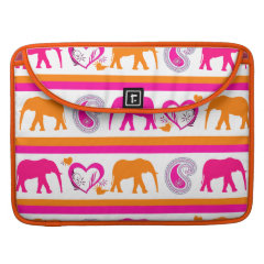 Colorful Orange Hot Pink Elephants Paisley Hearts MacBook Pro Sleeve