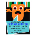 Colorful Orange Monster Birthday Party Invitations