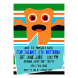 Colorful Orange Monster Birthday Party Invitations