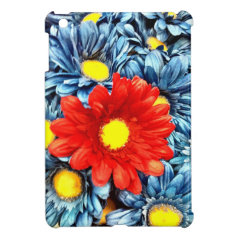 Colorful Orange Red Blue Gerber Daisies Flowers iPad Mini Cover