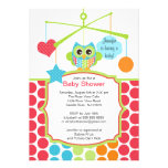 Colorful Owl Mobile Baby Shower Invitations