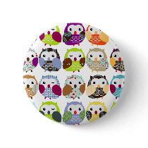 Colorful Owl Pattern Pins