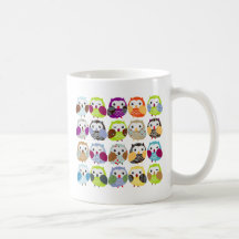 Colorful Owl Pattern Coffee Mugs