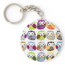 Colorful Owl Pattern Keychain