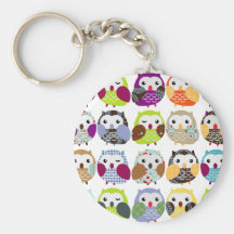 Colorful Owl Pattern Keychain