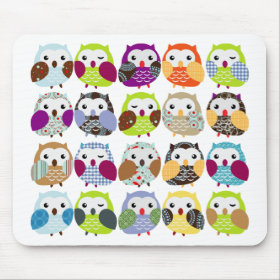 Colorful Owl Pattern Mouse Pad