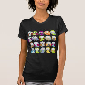 Colorful Owl Pattern T-shirt