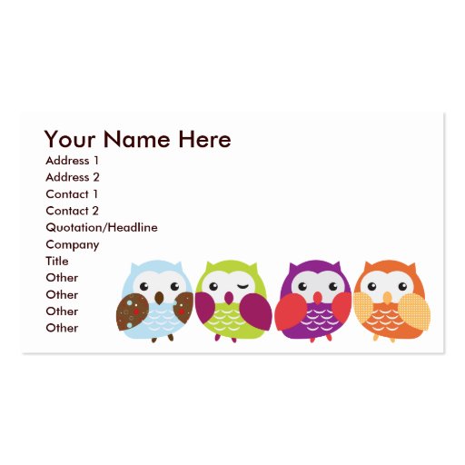 Colorful Owls Business Cards